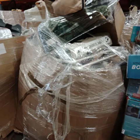 PALLET OF ASSORTED HOUSEHOLD GOODS AND PRODUCTS TO INCLUDE; CHRISTMAS DECOR,COATS,TENT,CLOTHES AIRER,ETC