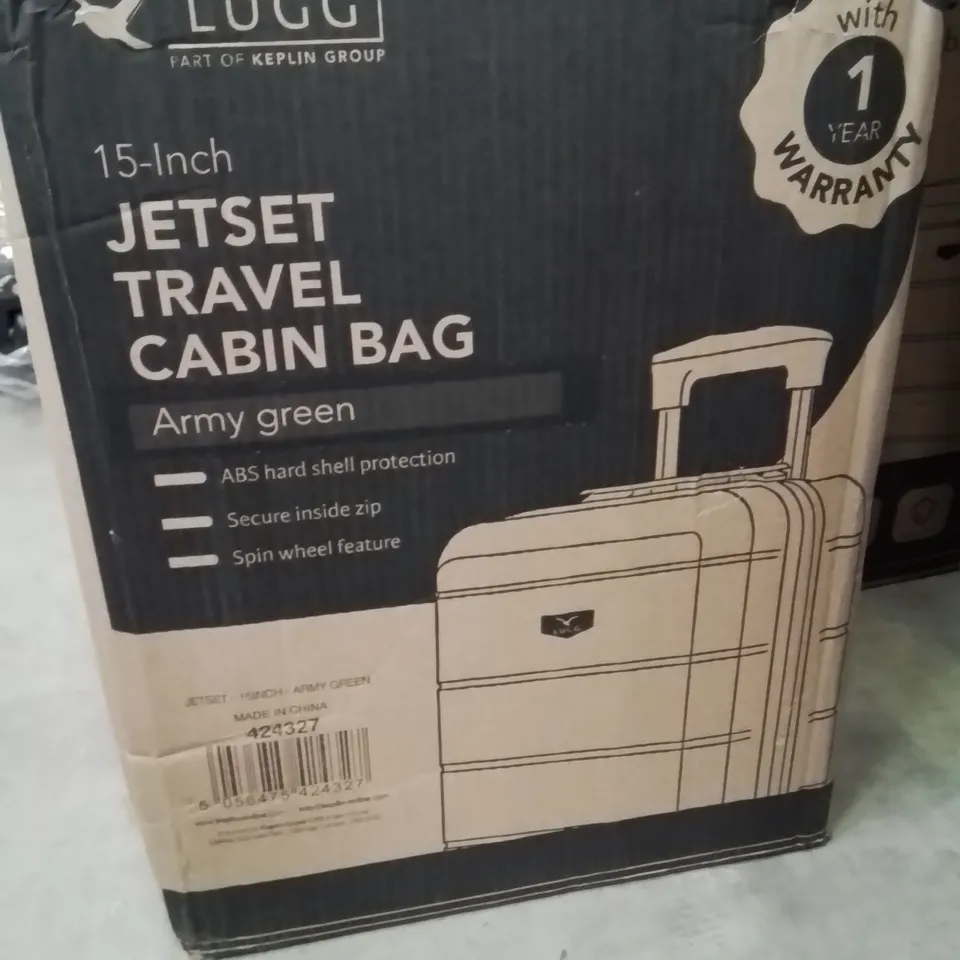 BOXED LUGG 15INCH JETSET TRAVEL CABIN BAG ARMY GREEN 