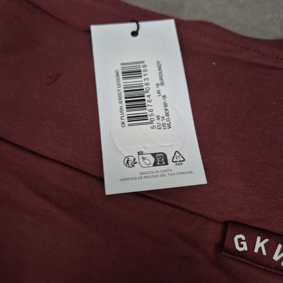 WOMEN'S BURGUNDY JERSEY LEGGINGS – UK 18