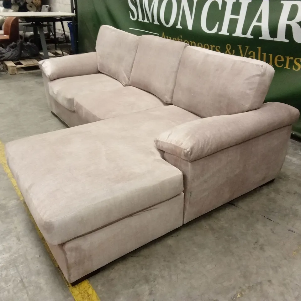 ELIZA LEFT HAND 3 SEATER FABRIC CHAISE SOFA - BEIGE RRP £1149