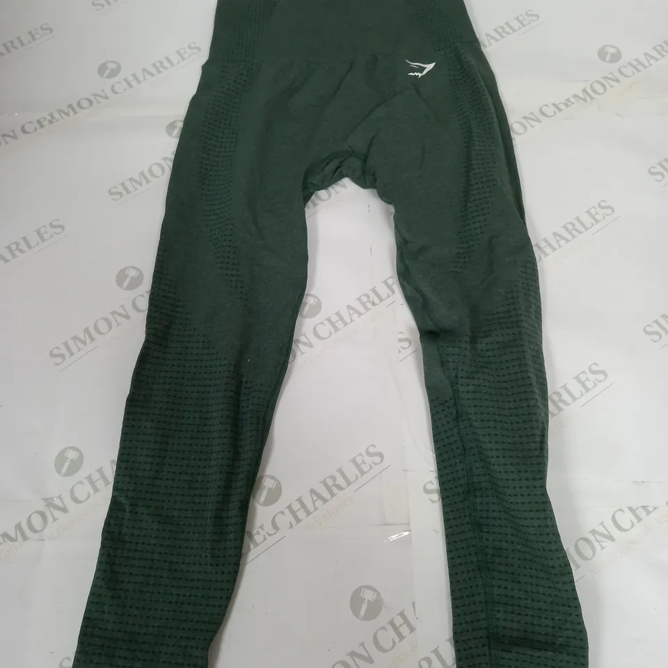 GYMSHARK KHAKI GREEN STRETCH LEGGINGS - SIZE UNSPECIFIED 