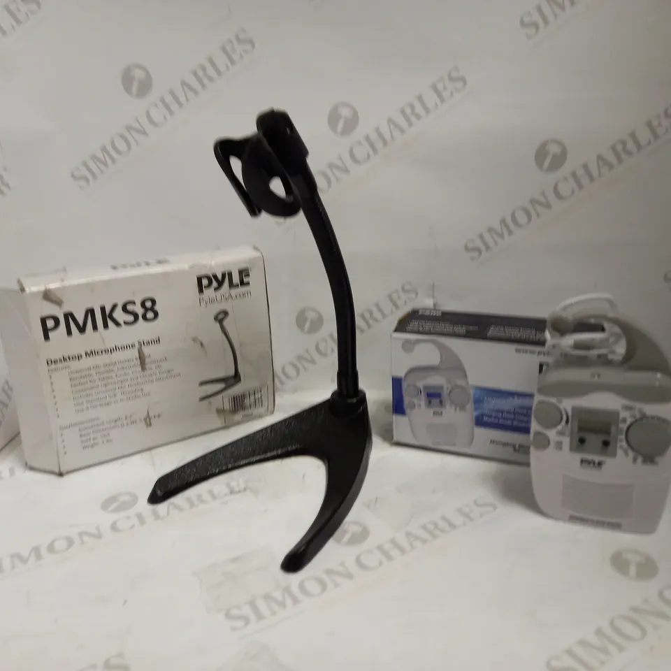 PYLE WATERPROOF CLOCK RADIO + DESKTOP MICROPHONE STAND RRP £50.98