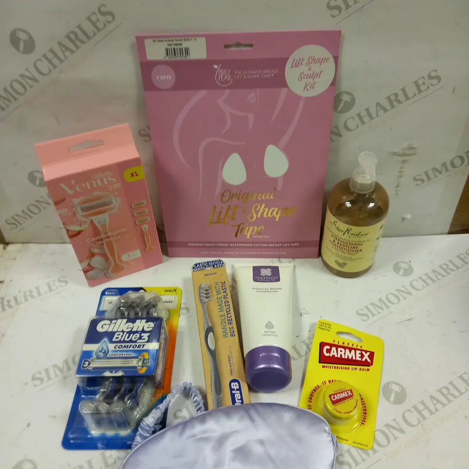BOX OF APPROXIMATELY 15 ASSORTED HEALTH & BEAUTY PRODUCTS TO INCLUDE VENUS SPA RAZOR, HEALTHSPAN INTENSIVE CONDITIONER, ORAL B MEDIUM TOOTHBRUSH ETC 
