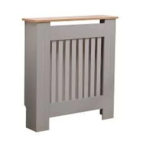 BOXED OYPLA SMALL GREY WOODEN SLATTED GRILL RADIATOR COVER MDF CABINET 