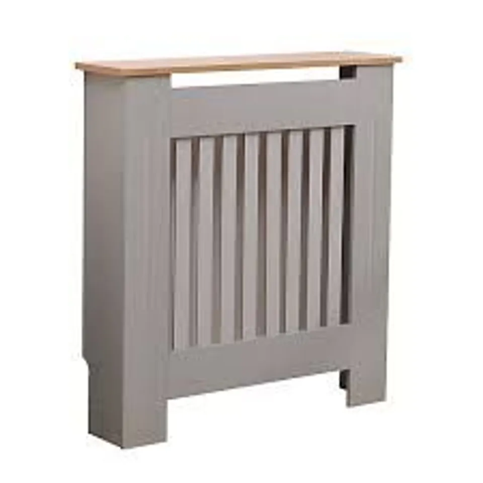 BOXED OYPLA SMALL GREY WOODEN SLATTED GRILL RADIATOR COVER MDF CABINET 