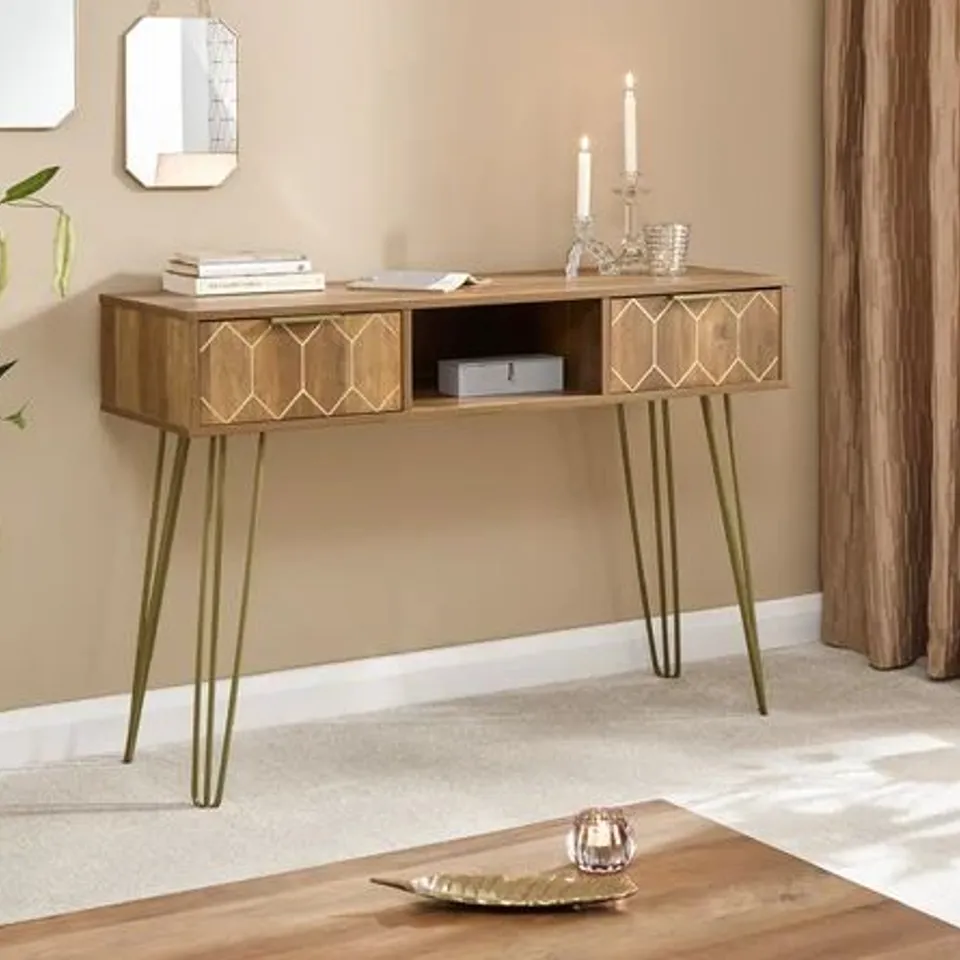 BOXED ORLEANS 2-DRAWER CONSOLE DESK IN MANGO - 1OF1