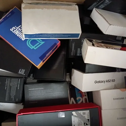 BOX OF APPROXIMATELY 35 ASSORTED EMPTY PHONE BOXES FOR VARIOUS MAKES AND MODELS