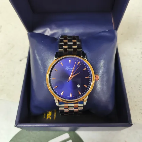 GENOA TIME V2 WRISTWATCH – TWO-TONE STAINLESS STEEL, BLUE DIAL
