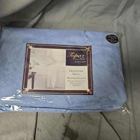APPROXIMATELY 10 TOPAZ LUXE HOME COLLECTION DEEP FITTED SHEETS – KING SIZE, MICROFIBRE POLYESTER - BLUE