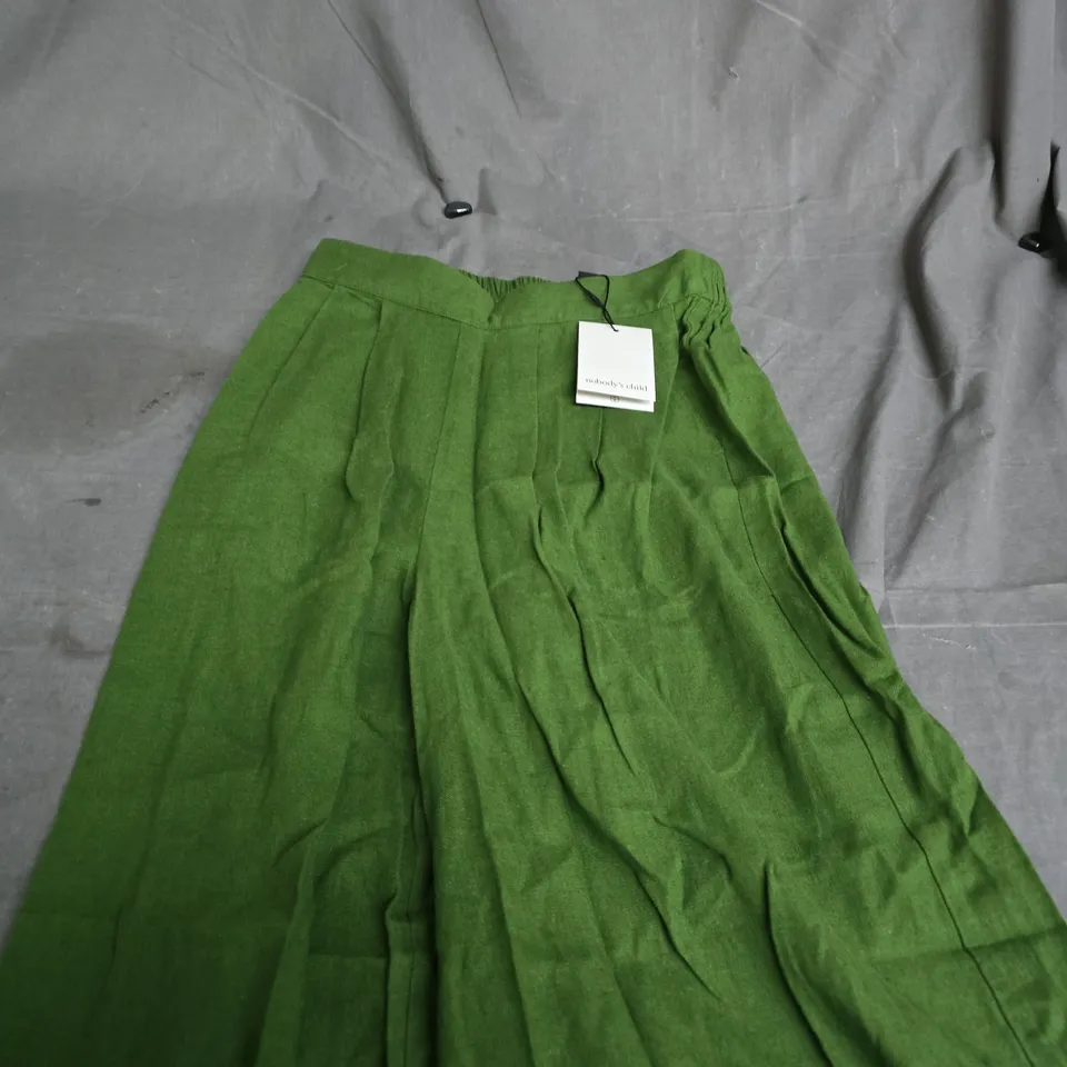 NOBODY'S CHILD PARKER LINEN GREEN TROUSERS – UK 8