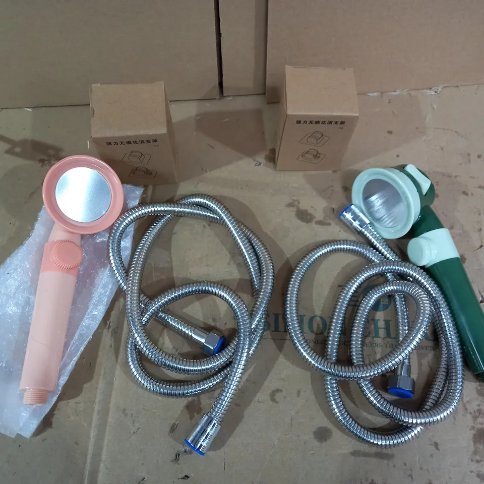 BOXED SET OF 2 ASSORTED SHOWER HEADS WITH BRACKET HOLDER