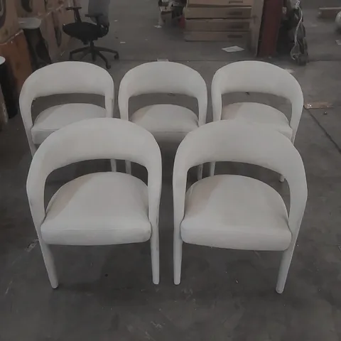 SET OF 5x DANETTI RHETT CREAM PLUSH FABRIC DINING CHAIRS
