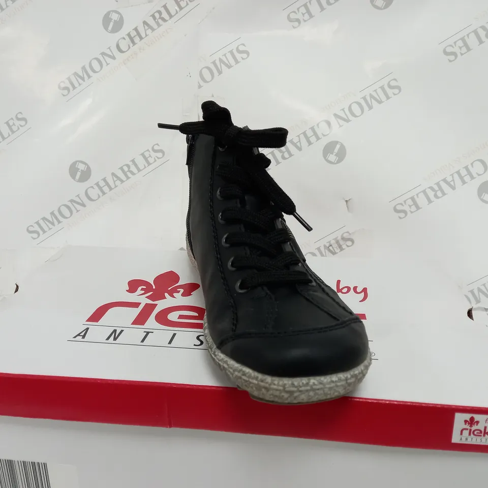 RIEKER LACE ANKLE BOOT BLACK SIZE 5 - BOXED 