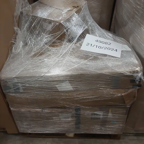 PALLET OF ASSORTED HOUSEHOLD ITEMS AND CONSUMER PRODUCTS TO INCLUDE; AUTO HEAT PRESS, COFFEE TABLE, BOXED FURNITURE ETC 