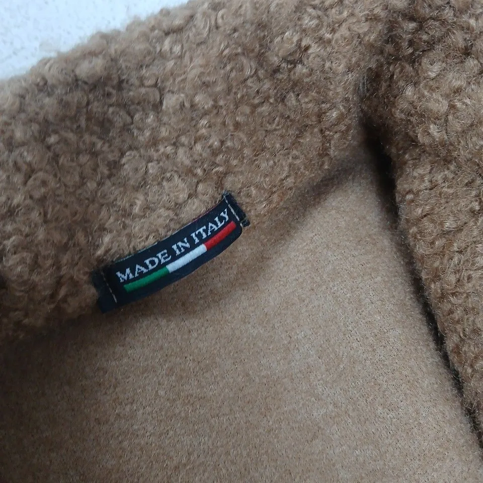 WOMEN'S BROWN TEDDY COAT - SHEARLING LOOK, MADE IN ITALY