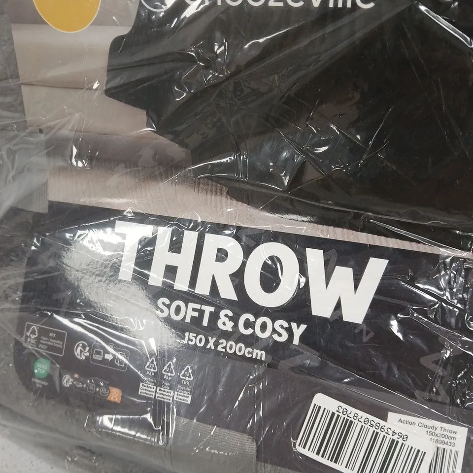 SNOOZEVILLE THROW – SOFT & COSY, GREY, 150 X 200 CM