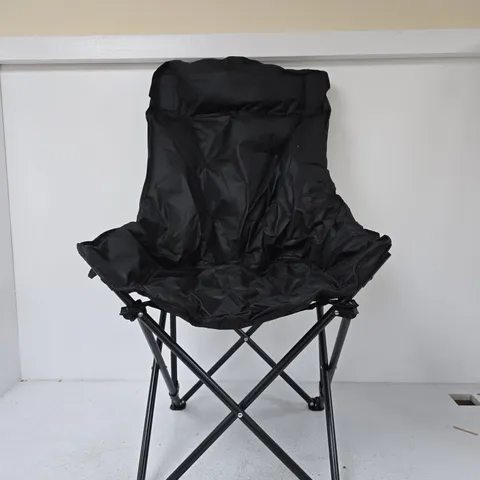 BLACK FOLDING CAMPING CHAIR – PORTABLE GARDEN/PATIO SEAT