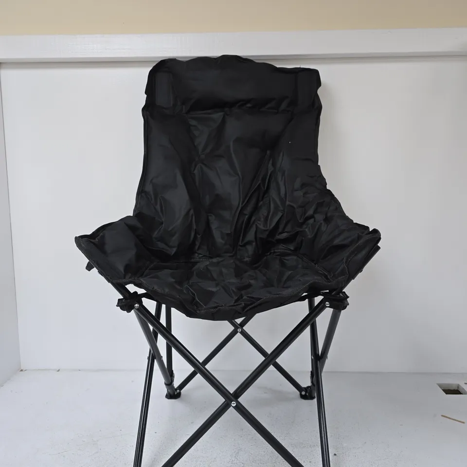 BLACK FOLDING CAMPING CHAIR – PORTABLE GARDEN/PATIO SEAT