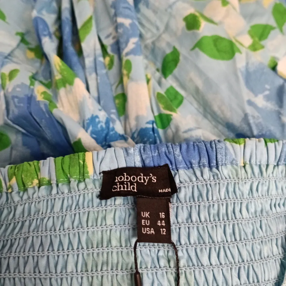 NOBODY'S CHILD MIKA MIDAXI DRESS – UK 16, BLUE FLORAL PRINT
