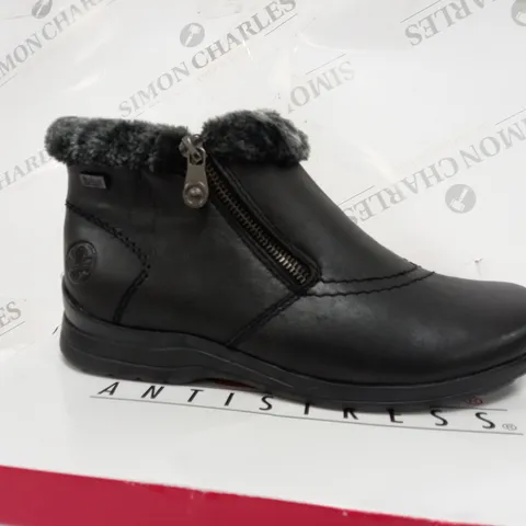 BOXED RIEKER FUR CUFF BOOTS, BLACK - SIZE 5