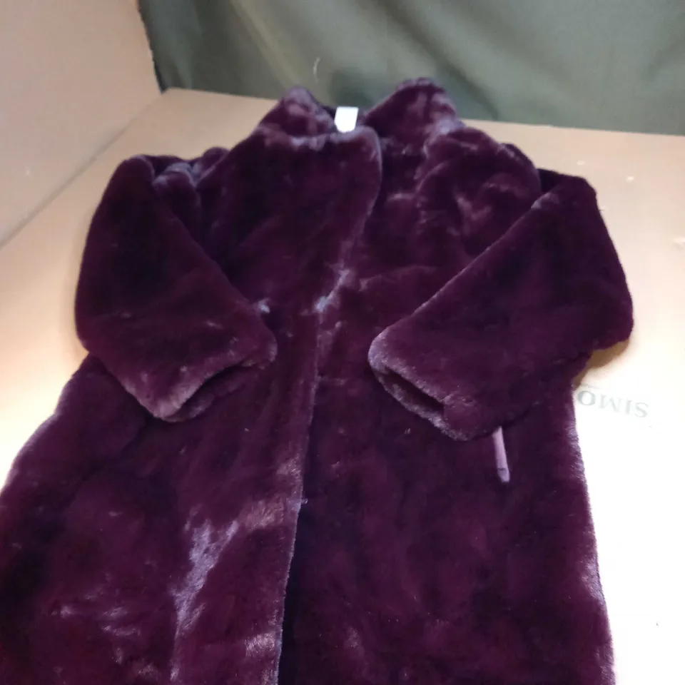 PETITE FAUX FUR COLLARED LONG COAT SIZE 12