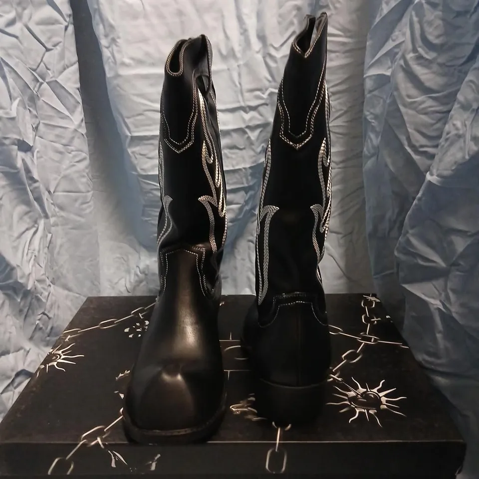 KOI CRYPTEK MEN'S SNUB NOSE TALL COWBOY BOOTS – BLACK, UK 8