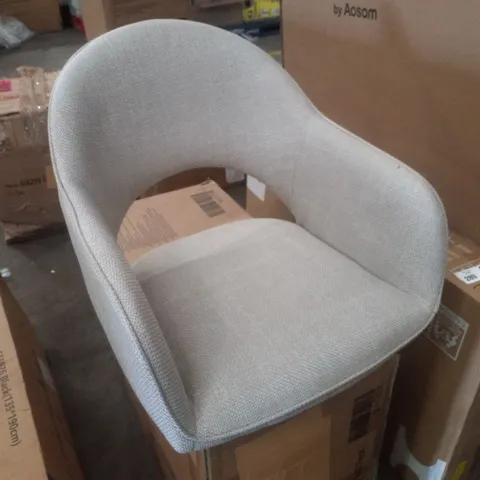 BOXED BEIGE DINING CHAIRS SET OF 2, UPHOLSTERED CHAIRS WITH ARMRESTS& WOODEN LEGS, WOOL LINEN BLEND ARMCHAIRS, ERGONOMIC KITCHEN CHAIR, LIVING ROOM CHAIR