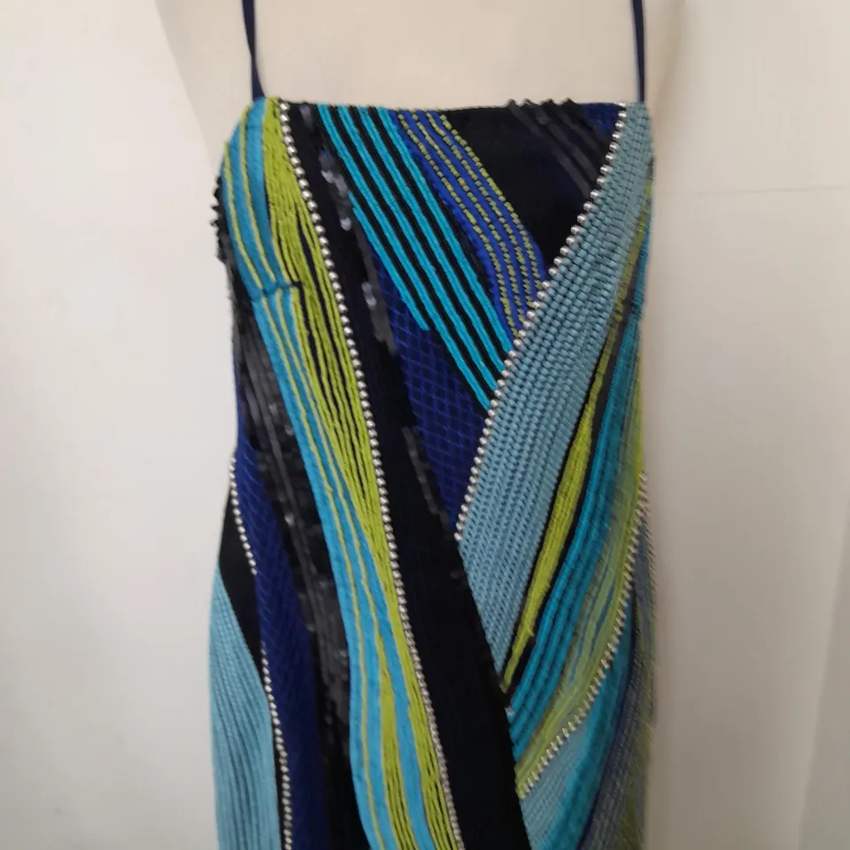RIVER ISLAND BLUE SEQUIN DRESS - UK 12