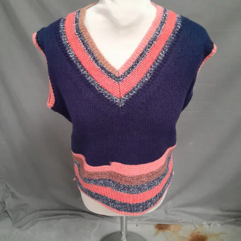 WHITE STUFF SWEATER VEST IN NAVY MULTI SIZE 10
