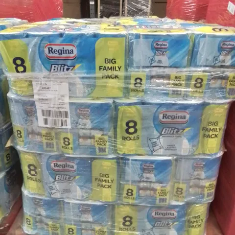 PALLET CONTAINING LARGE QUANTITY OF BRAND NEW REGINA BLITZ KITCHEN ROLL PACKS OF 8