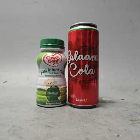 APPROXIMATELY 15 ASSORTED DRINKS ITEMS TO INCLUDE - SALAAM COLA , COW & GATE INFANT MILK 