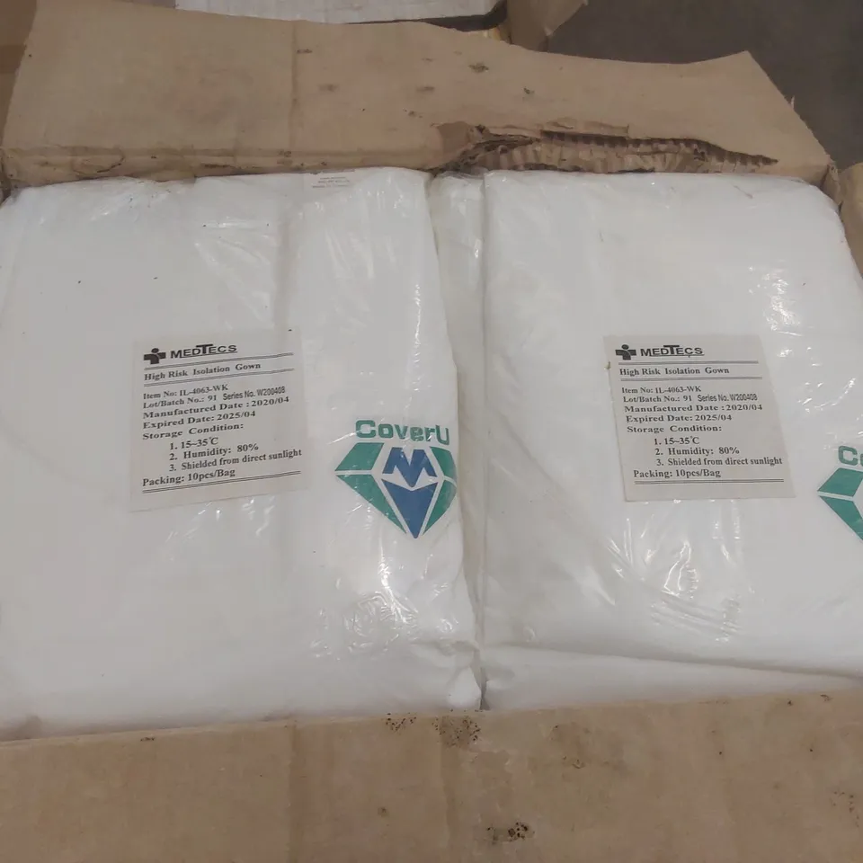 BOX OF APPROXIMATELY 100 MEDTECS HIGH RISK ISOLATION GOWNS