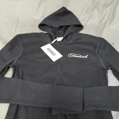 HOODRICH SELENE FITTED ZIP-THROUGH HOODIE – BLACK/WHITE, UK L