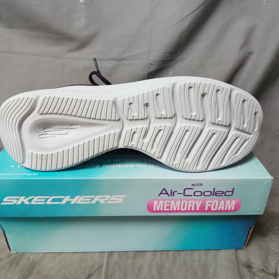 SKECHERS SNEAKERS WITH AIR-COOLED MEMORY FOAM – NAVY/PURPLE - SIZE 6