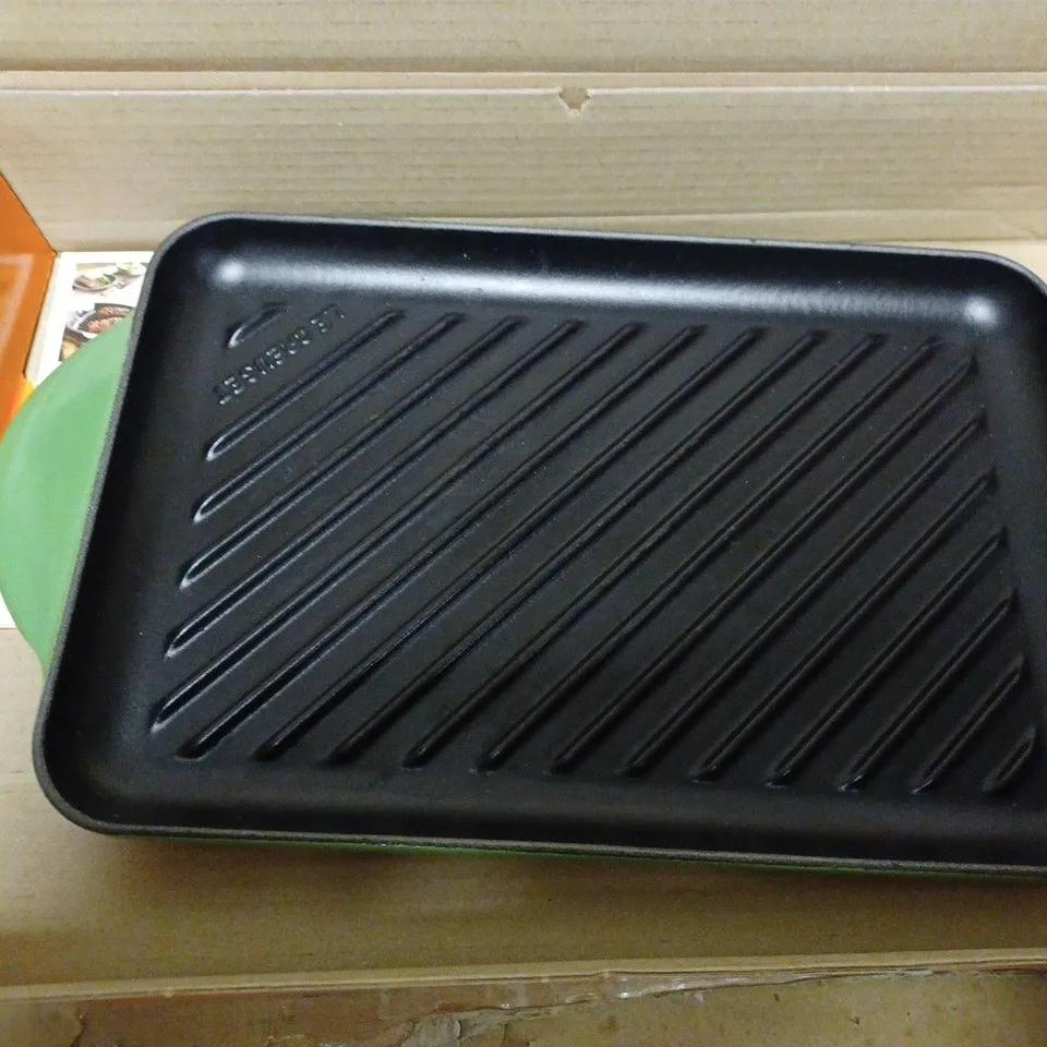 LE CREUSET ENAMELLED CAST IRON RECTANGULAR GRILL,