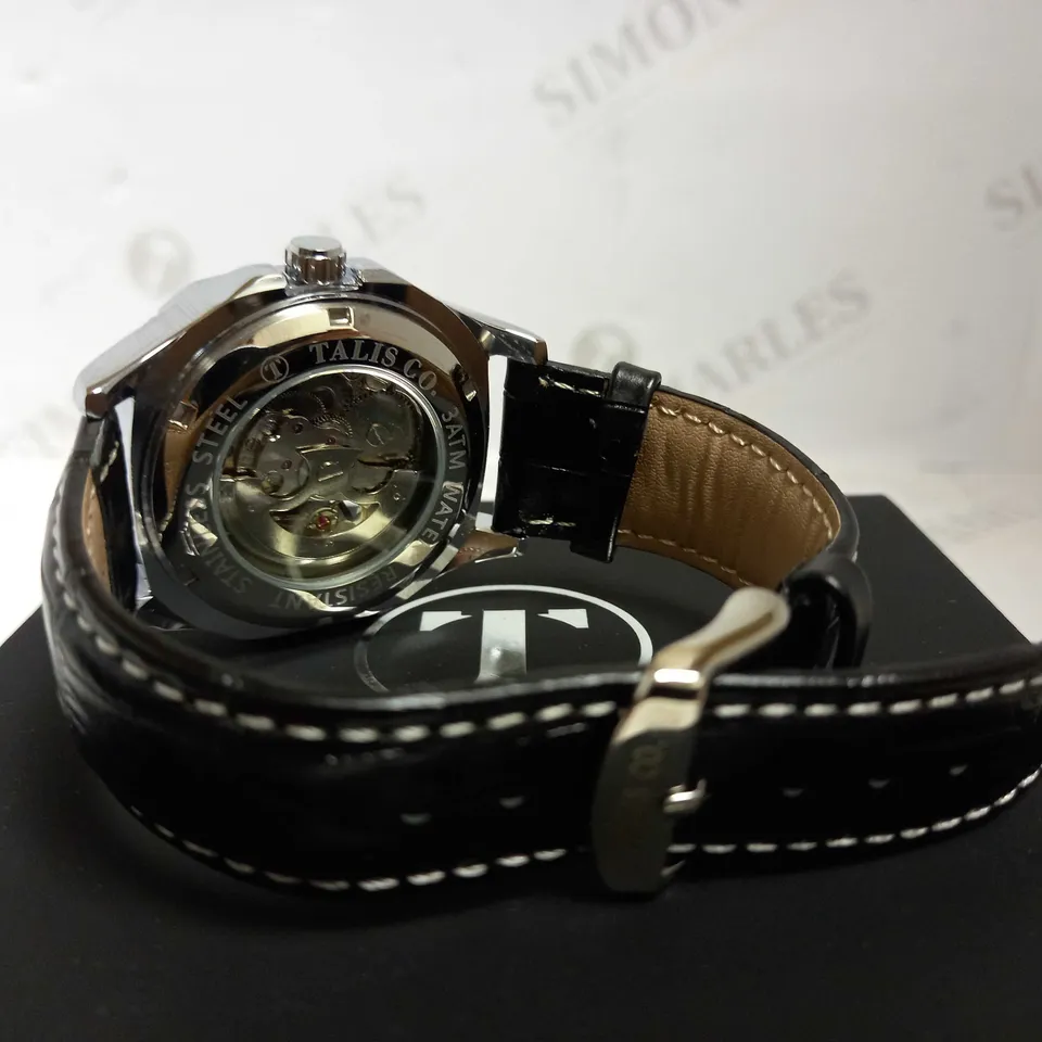 TALIS CO SKELETON DIAL LEATHER STRAP WRISTWATCH RRP £575