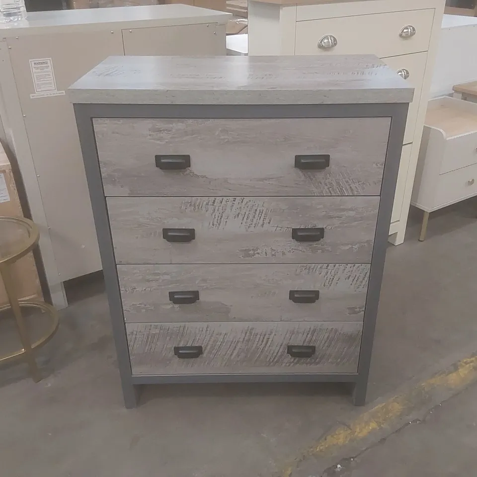 DESIGNER BOSTON 4 DRAWER CHEST OF DRAWERS - GREY