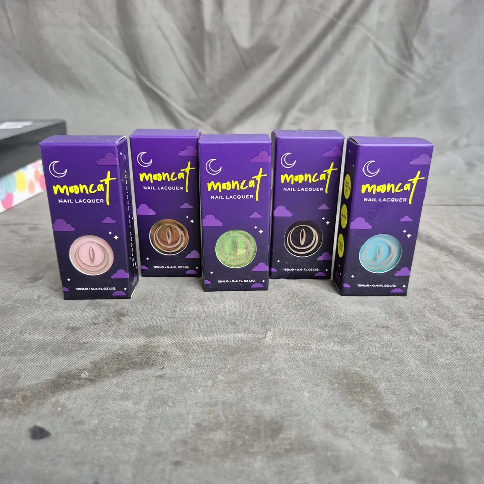LOT OF 5 MOONCAT NAIL LACQUERS ASSORTED COLOURS - 12ML