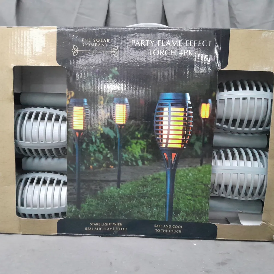 BOXED SOLAR COMPANY SET OF 4 PARTY FLAME EFFECT TORCHES