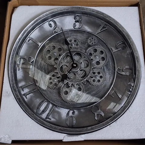 COG THEMED WALL CLOCK IN SILVER