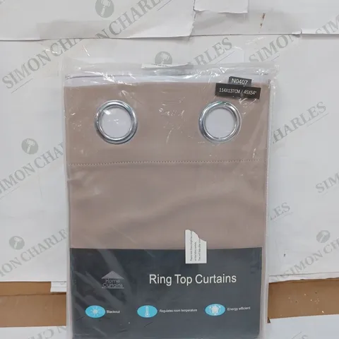 WOVEN BLACKOUT EYELET CURTAINS IN LATTE / SIZE: 114 X 137CM