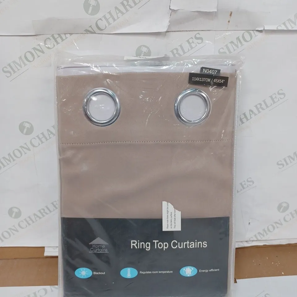 WOVEN BLACKOUT EYELET CURTAINS IN LATTE / SIZE: 114 X 137CM 