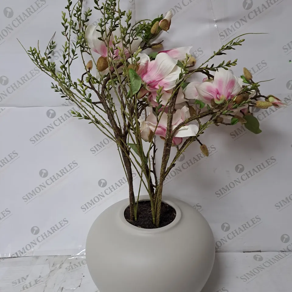 OUTLED GREENERY POTTED IN LARGE ROUNDED GREY CERAMIC BOWL
