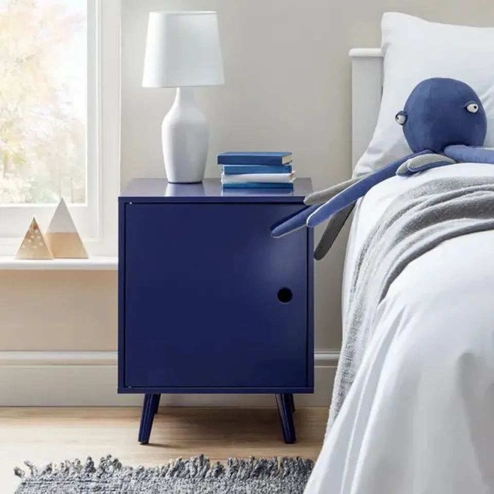 KIDS NAVY BEDSIDE STORAGE CABINET