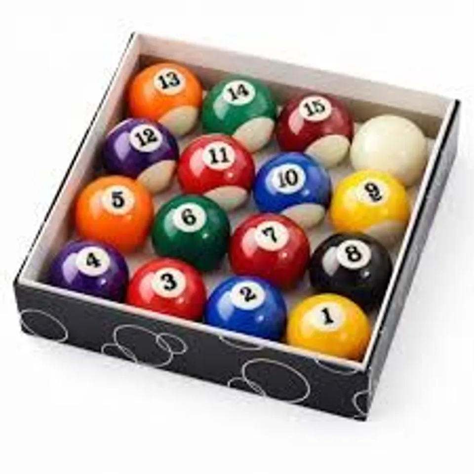BOXED FULL SIZE UK REGULATION 16 SPOTS AND STRIPES POOL BALL SET 2"