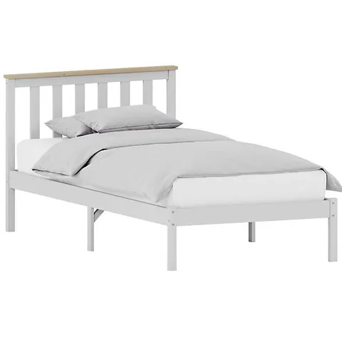 BOXED VIDA DESIGNS MILAN BED FRAME - SINGLE, WHITE & PINE (1 BOX)