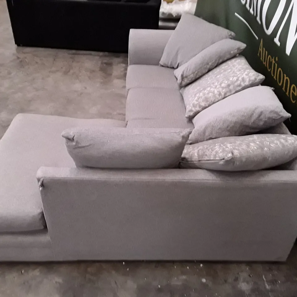 QUALITY DESIGNER CORNER SOFA - LIGHT GREY FABRIC