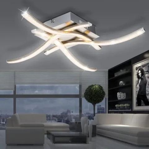BOXED GLOBO JORNE CEILING INTERIOR & DOOR LIGHT LED SOURCE  MATTE NICKEL, 47W X  9H X 47L CM