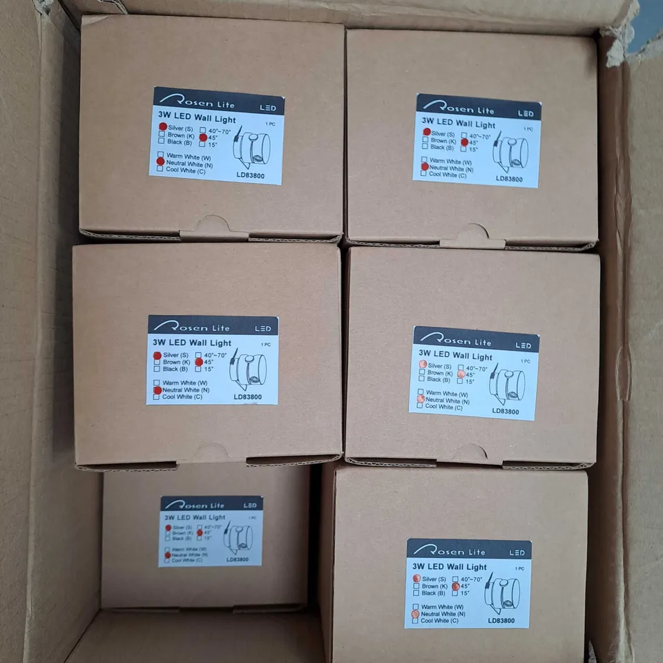 ROSEN LITE BOX OF 18 3W LED WALL LIGHT IN SILVER/NEUTRAL WHITE
