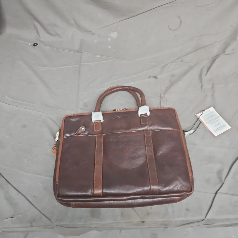 STILORD UNIKAT LEATHER BRIEFCASE – BROWN LEATHER LAPTOP/DOCUMENT BAG
